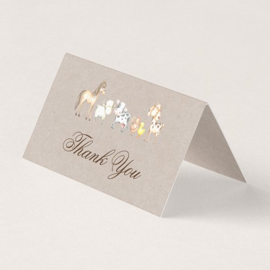 Boerderijdieren Baby shower Dank u vouwende Kaart (Voorkant)