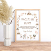 Boerderijdieren Baby shower Fopspeen Hunt Spel Poster