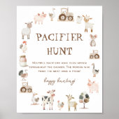 Boerderijdieren Baby shower Fopspeen Hunt Spel Poster (Voorkant)