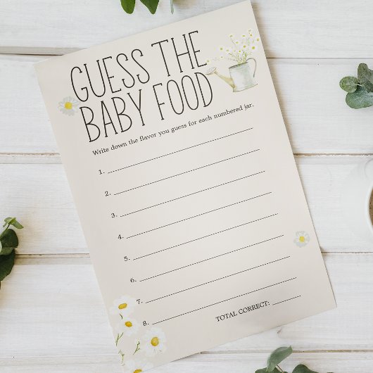 Boerderijdieren Baby shower Guess Baby Food Game Flyer