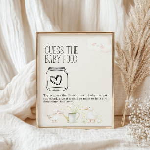 Boerderijdieren Baby shower Guess Baby Voedselbord Poster