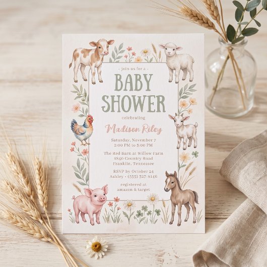 Boerderijdieren Baby Shower Kaart