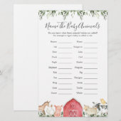 Boerderijdieren Baby shower Noem de babydieren (Voorkant / Achterkant)