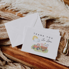 Boerderijdieren Baby shower of Verjaardag Bedankkaart