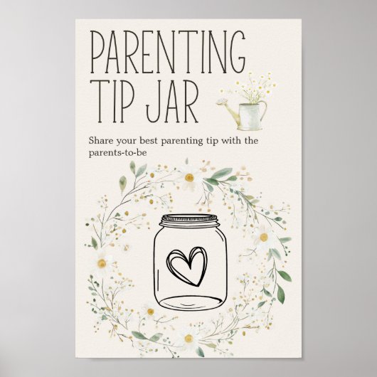 Boerderijdieren Baby shower Ouderschap Tip Jar Sig Poster (Voorkant)