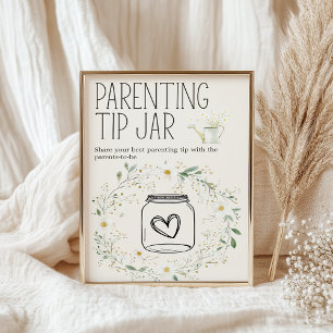 Boerderijdieren Baby shower Ouderschap Tip Jar Sig Poster