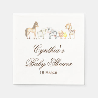 Boerderijdieren Baby shower Party servetten