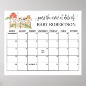 Boerderijdieren Baby Shower Raad de Datum Kalender Poster (Voorkant)