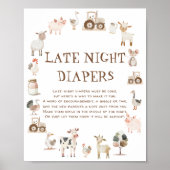 Boerderijdieren Baby shower Spel Late Night Luiers Poster (Voorkant)