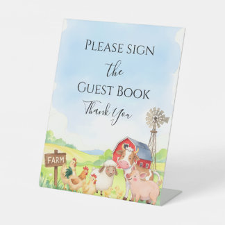 Boerderijdieren Baby Shower Tafelbord Reclamebord Met Voetstuk