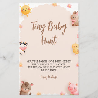 Boerderijdieren Baby shower Tiny Baby Hunt Spel