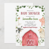 Boerderijdieren Baby Shower Uitnodiging (Voorkant / Achterkant)