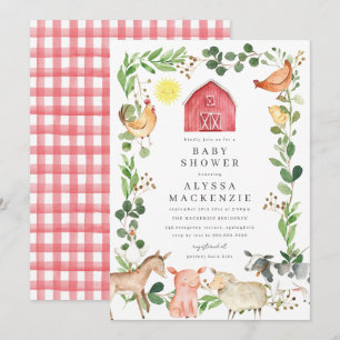 Boerderijdieren Baby Shower Uitnodiging