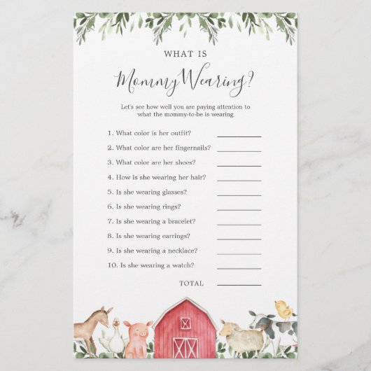 Boerderijdieren Baby shower Wat draagt mama (Voorkant)