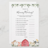 Boerderijdieren Baby shower Wat draagt mama (Voorkant / Achterkant)