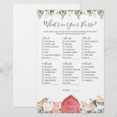 Boerderijdieren Baby shower Wat zit er in je tas (Voorkant / Achterkant)