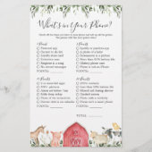 Boerderijdieren Baby shower Wat zit er in je telef (Voorkant)