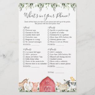 Boerderijdieren Baby shower Wat zit er in je telef