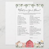 Boerderijdieren Baby shower Wat zit er in je telef (Voorkant / Achterkant)