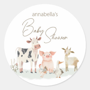 Boerderijdieren Baby Zachte Landelijke Thema Ronde Sticker