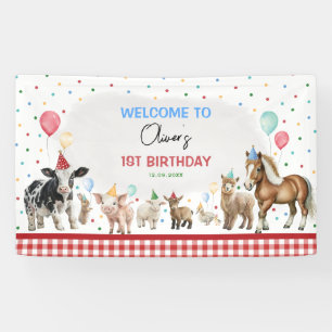 Boerderijdieren Ballon Confetti Boy Verjaardagsfee Spandoek