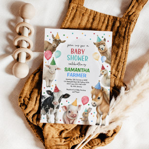 Boerderijdieren Ballonnen Barnyard Party Baby show Kaart