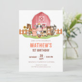 Boerderijdieren Barnyard 1e 2e Verjaardag Kaart (Staand voorkant)