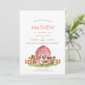 Boerderijdieren Barnyard 1e 2e verjaardag Uitnodig Kaart (Staand voorkant)