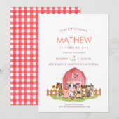 Boerderijdieren Barnyard 1e 2e verjaardag Uitnodig Kaart (Voorkant / Achterkant)