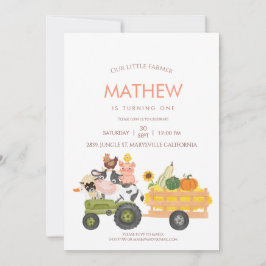 Boerderijdieren Barnyard 1e 2e verjaardag Uitnodig Kaart