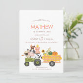 Boerderijdieren Barnyard 1e 2e verjaardag Uitnodig Kaart (Staand voorkant)