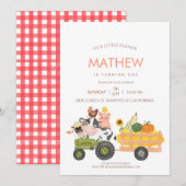 Boerderijdieren Barnyard 1e 2e verjaardag Uitnodig Kaart (Voorkant / Achterkant)