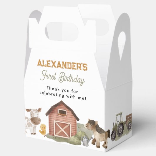 Boerderijdieren Barnyard 1e verjaardag Bedankdoosjes (Geopend)