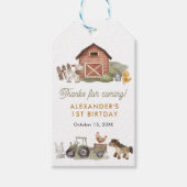 Boerderijdieren Barnyard 1e verjaardag Cadeaulabel (Voorkant)