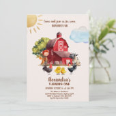 Boerderijdieren Barnyard 1e verjaardag draaien een Kaart (Staand voorkant)