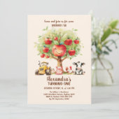 Boerderijdieren Barnyard 1e verjaardag Kaart (Staand voorkant)