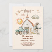 Boerderijdieren Barnyard 1e verjaardag Kaart (Voorkant)