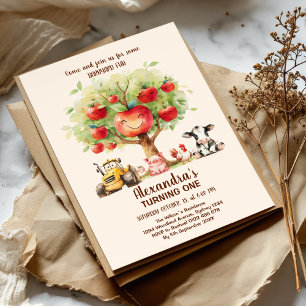 Boerderijdieren Barnyard 1e verjaardag Kaart