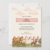 Boerderijdieren Barnyard 1e verjaardagsfeestje Kaart (Voorkant)