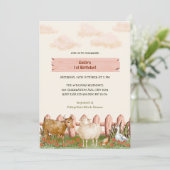 Boerderijdieren Barnyard 1e verjaardagsfeestje Kaart (Staand voorkant)