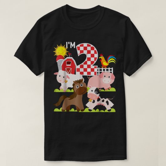 Boerderijdieren Barnyard 2e verjaardag IM 2 jaar o T-shirt (Design voorkant)