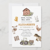 Boerderijdieren Barnyard 3e verjaardag Kaart (Voorkant)