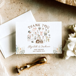 Boerderijdieren Barnyard Baby shower Dank u Kaart