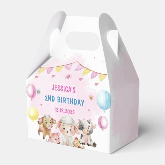 Boerderijdieren Barnyard Balloon Verjaardagsfeest Bedankdoosjes (Voorkant Zijde)