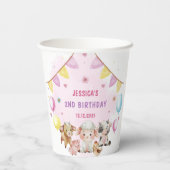 Boerderijdieren Barnyard Balloon Verjaardagsfeest Papieren Bekers (Achterkant)