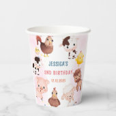 Boerderijdieren Barnyard Balloon Verjaardagsfeest Papieren Bekers (Achterkant)