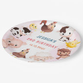 Boerderijdieren Barnyard Balloon Verjaardagsfeest Papieren Bordje (Gekanteld)