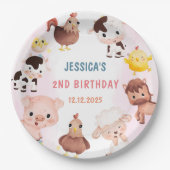 Boerderijdieren Barnyard Balloon Verjaardagsfeest Papieren Bordje (Voorkant)