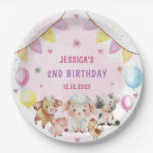 Boerderijdieren Barnyard Balloon Verjaardagsfeest Papieren Bordje (Voorkant)