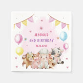 Boerderijdieren Barnyard Balloon Verjaardagsfeest Servet (Voorkant)